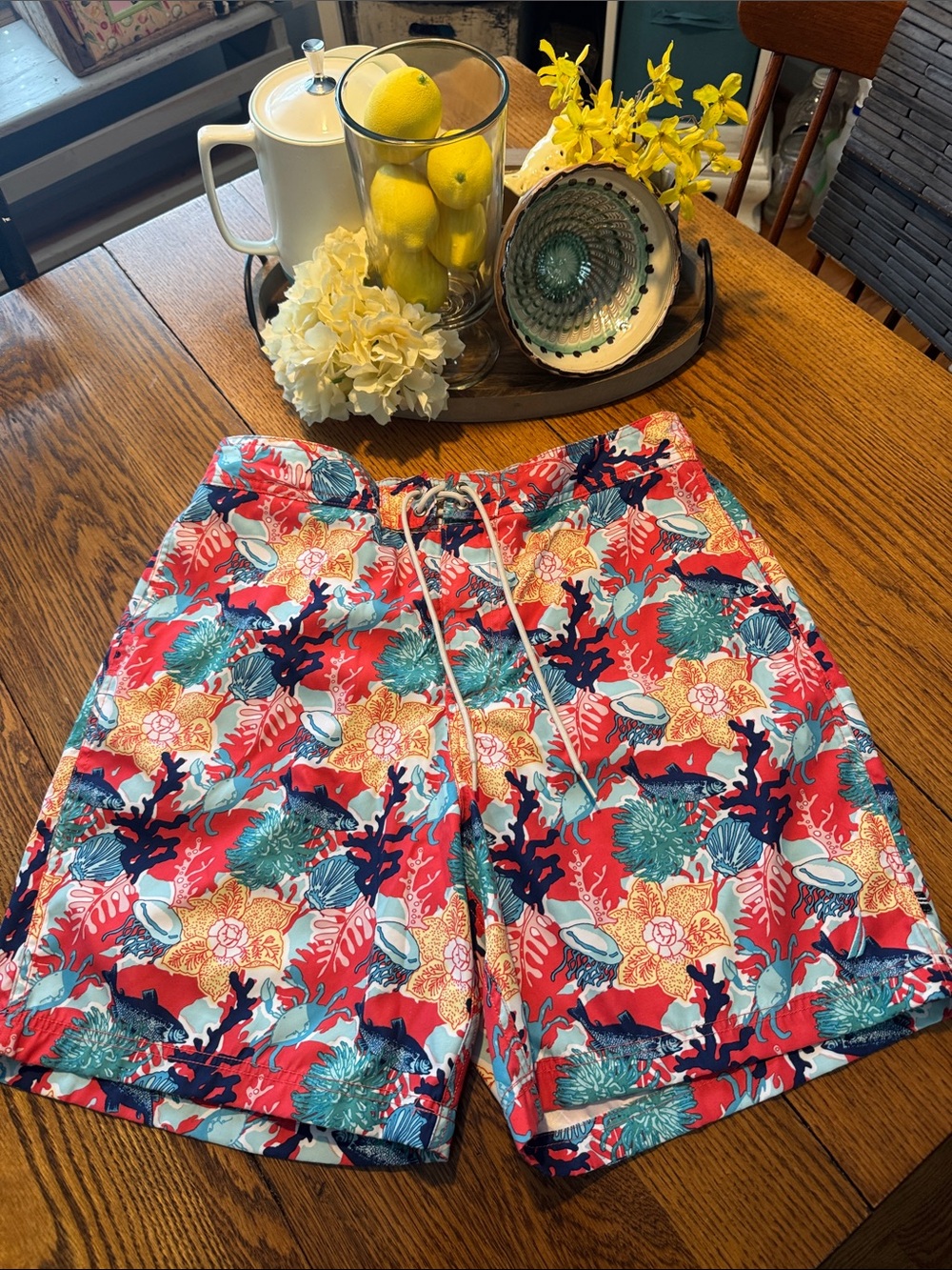 NAUTICA Performance Sea-creature Swim Trunks w/ Liner Men's Large